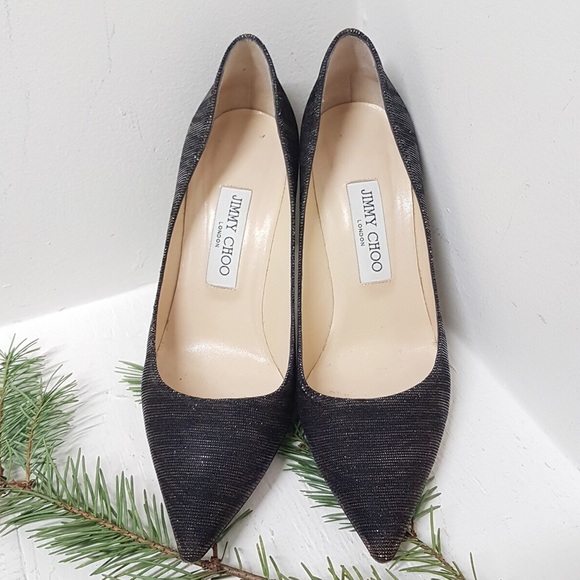 Jimmy Choo Shoes - Jimmy Choo Abel Zebra-Print Lamé Pump, Black/Amber